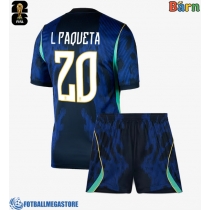 Fotballdrakt Barn Brasil Lucas Paqueta #20 Bortedraktsett VM 2026 Kortermet (+ Korte bukser)